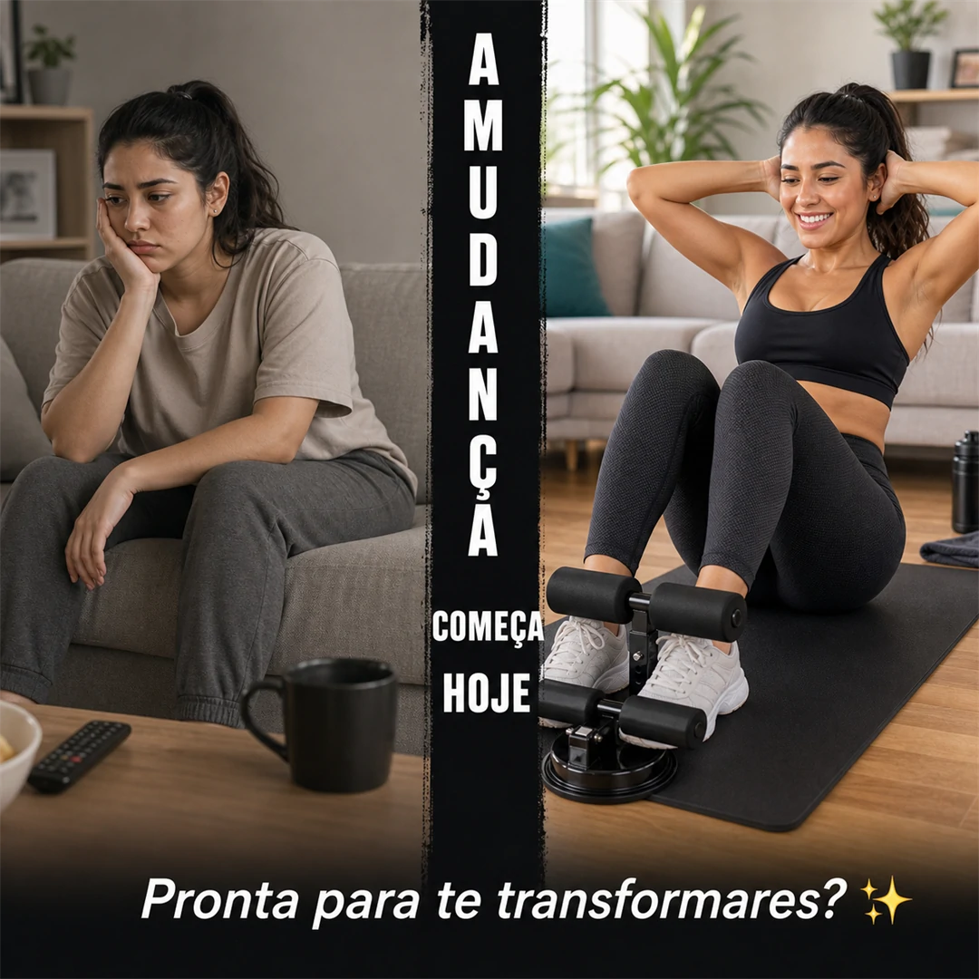 Barra de Abdominais com Ventosas - Treine em Casa 💪