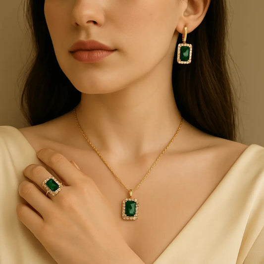 RoyalEmerald™ - Conjunto de Joias Elegante para Mulheres